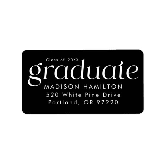 ミニマルモダンリストブラック卒業差出人住所 ラベル (正面)