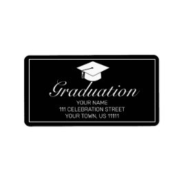 ミニマルモダンリストブラック卒業招待状 ラベル