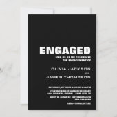 ミニマルモダンリストブラック婚約パーティ 招待状 (正面)