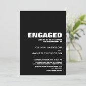 ミニマルモダンリストブラック婚約パーティ 招待状 (スタンド正面)