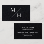 ミニマルモダンリストブラック対角イニシャルモノグラム 名刺 (正面/裏面)