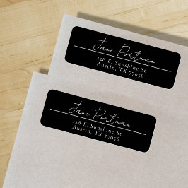 ミニマルモダンリストブラック差出人住所ラベル ラベル