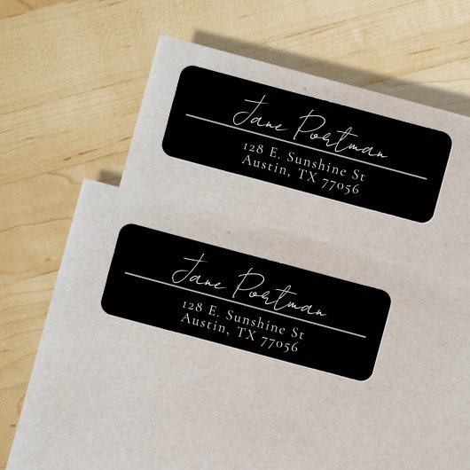 ミニマルモダンリストブラック差出人住所ラベル ラベル