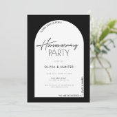ミニマルモダンリストブラック引っ越し祝いパーティー招待状 招待状 (スタンド正面)