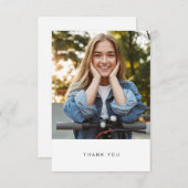 ミニマルモダンリストブラック文字写真バルミツワー サンキューカード (正面/裏面)