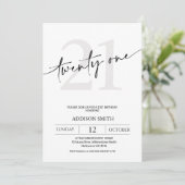 ミニマルモダンリストブラック文字21歳の誕生日 招待状 (スタンド正面)