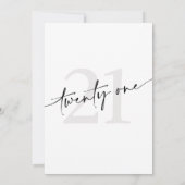 ミニマルモダンリストブラック文字21歳の誕生日 招待状 (裏面)