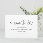 ミニマルモダンリストブラック日付の変更 案内状 (スタンド正面)