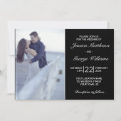 ミニマルモダンリストブラック結婚のフォト招待状 招待状 (正面)