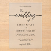 ミニマルモダンリストブラック結婚ズ アクリル招待状 (正面)