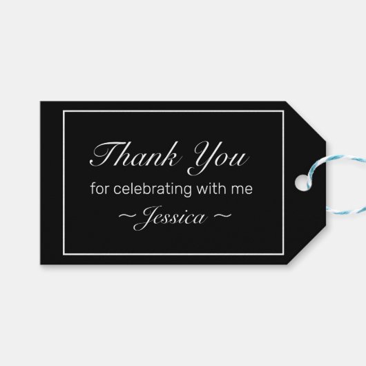 ミニマルモダンリストブラック誕生日お願い ギフトタグ (正面(横))