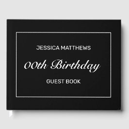 ミニマルモダンリストブラック誕生日カスタム番号 ゲストブック