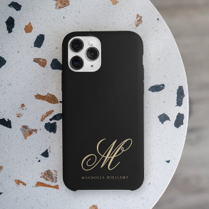 ミニマルモダンリストブラック金ゴールドモノグラムの iPhone 11 ケース