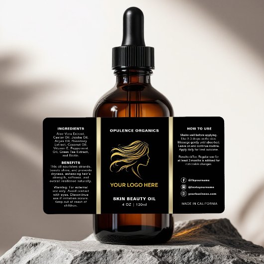 ミニマルモダンリストブラック金ゴールド化粧品ボトル ラベル