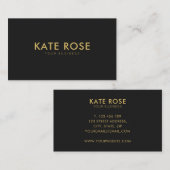 ミニマルモダンリストブラック金ゴールド名刺 名刺 (正面/裏面)
