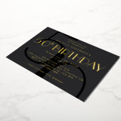 ミニマルモダンリストブラック50番目の誕生日金ゴールド 箔招待状 (回転した状態)