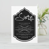 ミニマルモダンリストブラック60thバースデーパーティー 招待状 (スタンド正面)