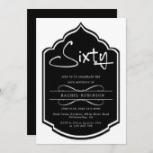 ミニマルモダンリストブラック60thバースデーパーティー 招待状 (正面/裏面)