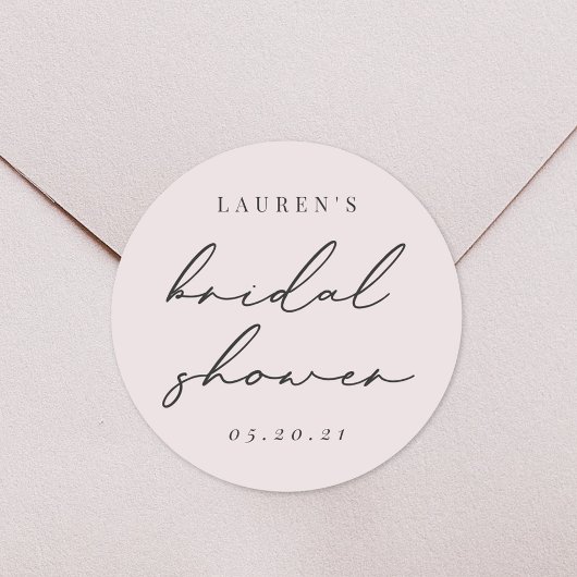ミニマルモダンリストブラック&ピンクブライダルシャワー ラウンドシール
