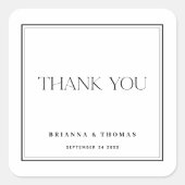 ミニマルモダンリストブラック&ホワイトありがとう スクエアシール (正面)