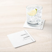 ミニマルモダンリストブラック&ホワイトのカスタムウェディング スクエアペーパーコースター (インサイチュ)