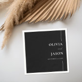 ミニマルモダンリストブラック&ホワイトのカスタムウェディング スタンダードカクテルナプキン