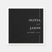 ミニマルモダンリストブラック&ホワイトのカスタムウェディング スタンダードカクテルナプキン (正面)