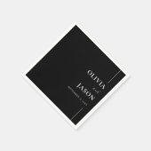 ミニマルモダンリストブラック&ホワイトのカスタムウェディング スタンダードカクテルナプキン (角)