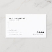 ミニマルモダンリストブラック&ホワイトのソーシャルメディアのアイコン 名刺 (正面)