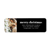 ミニマルモダンリストブラック&ホワイトのメリークリスマス ラベル (正面)