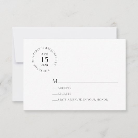 ミニマルモダンリストブラック&ホワイトウェディングスプカード 出欠カード (正面)