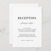 ミニマルモダンリストブラック&ホワイトウェディングレセプション エンクロージャーカード (正面/裏面)