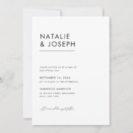 ミニマルモダンリストブラック&ホワイトエレガントな結婚式 招待状