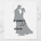 ミニマルモダンリストブラック&ホワイトカップルのシルエット ワインラベル (シングルラベル)