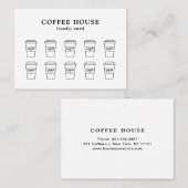 ミニマルモダンリストブラック&ホワイトクリエイティブコーヒー ロイヤリティカード (正面/裏面)