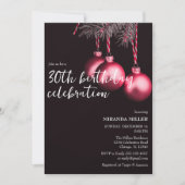 ミニマルモダンリストブラック&ホワイトクリスマス誕生日 招待状 (正面)