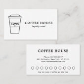 ミニマルモダンリストブラック&ホワイトシンプルコーヒー ロイヤリティカード (正面/裏面)