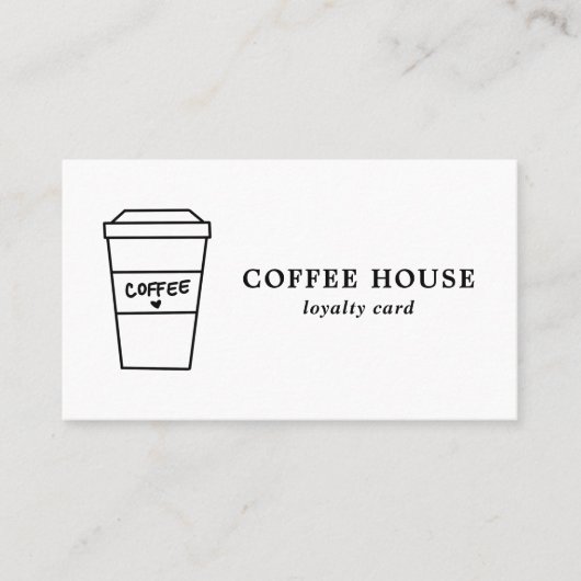 ミニマルモダンリストブラック&ホワイトシンプルコーヒー ロイヤリティカード (正面)