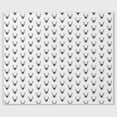 ミニマルモダンリストブラック&ホワイトディアヘッド〔雄ジカの〕枝角 ラッピングペーパー (フラット)