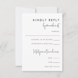 ミニマルモダンリストブラック/ホワイトトールフードの返信カード 招待状