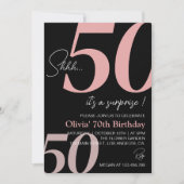 ミニマルモダンリストブラック&ホワイトピンク誕生日 招待状 (正面)