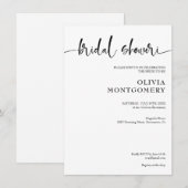 ミニマルモダンリストブラック&ホワイトブライダルシャワー 招待状 (正面/裏面)