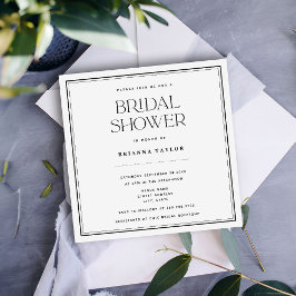 ミニマルモダンリストブラック&ホワイトブライダルシャワー 招待状