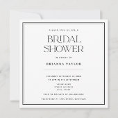 ミニマルモダンリストブラック&ホワイトブライダルシャワー 招待状 (正面)