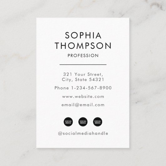 ミニマルモダンリストブラック&ホワイトプロフェッショナル写真 名刺 (裏面)