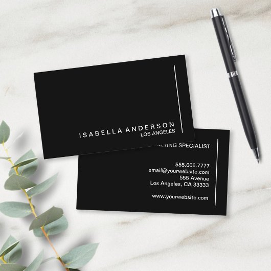 ミニマルモダンリストブラック&ホワイトプロフェッショナル 名刺