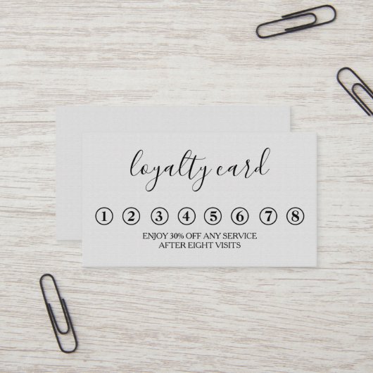 ミニマルモダンリストブラック&ホワイトロイヤリティカード 名刺 (正面/裏面インサイチュ)