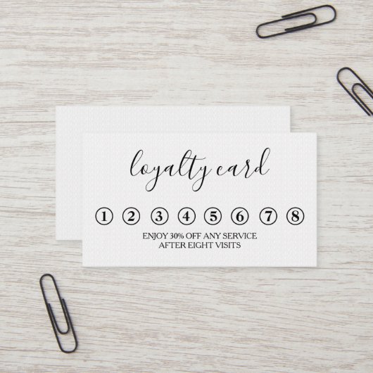 ミニマルモダンリストブラック&ホワイトロイヤリティカード 名刺 (正面/裏面インサイチュ)