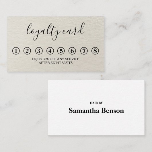 ミニマルモダンリストブラック&ホワイトロイヤリティカード 名刺 (正面/裏面)