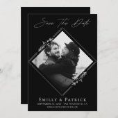 ミニマルモダンリストブラック&ホワイト写真 セーブザデート (正面/裏面)